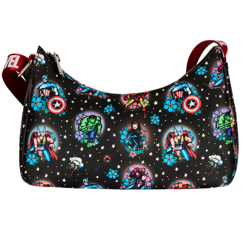 Avengers Floral Tattoo Shoulder Bag Front View