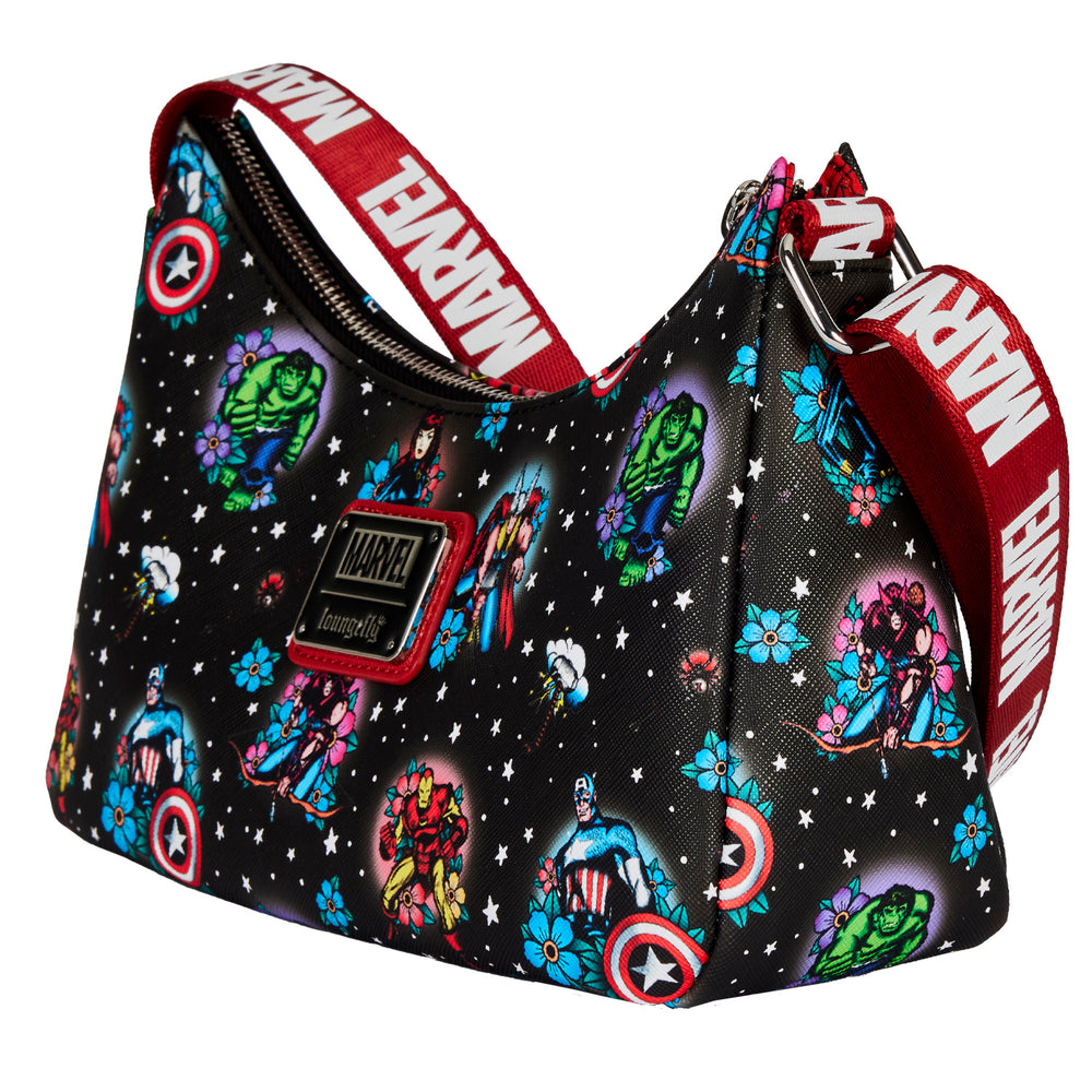 Avengers Floral Tattoo Shoulder Bag Side View-zoom