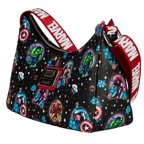 Avengers Floral Tattoo Shoulder Bag Side View