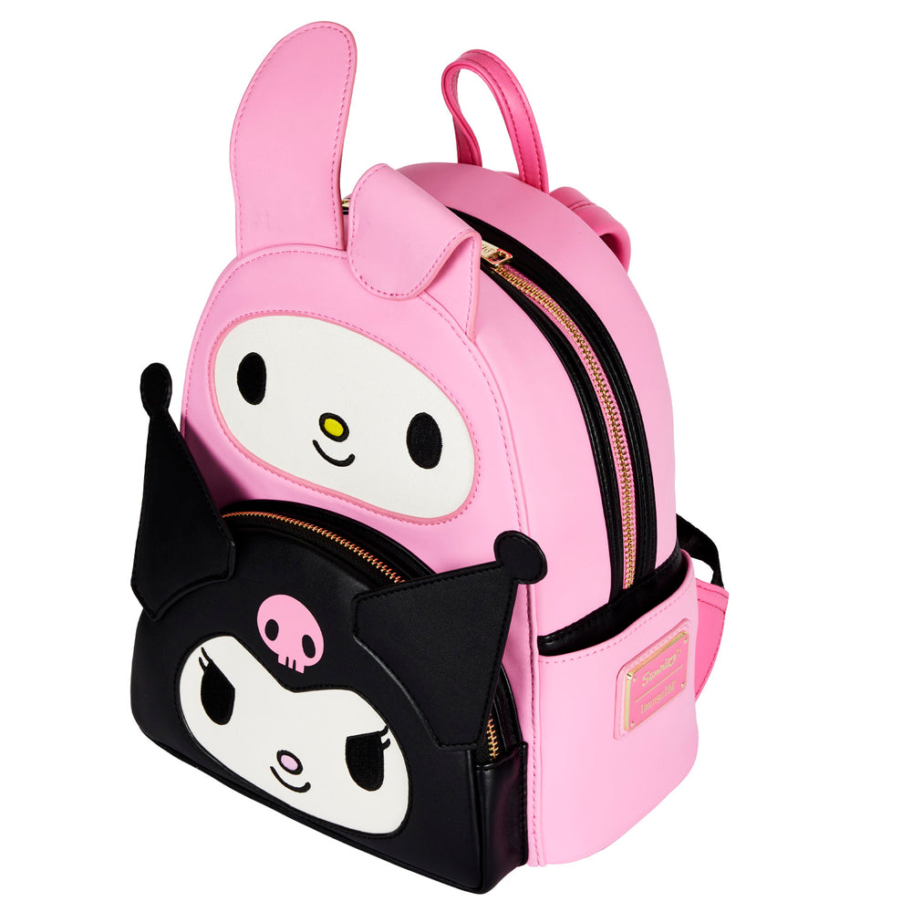My Melody and Kuromi Double Pocket Mini Backpack Top Side View-zoom