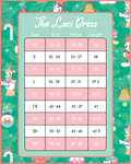 Disney Stitch Shoppe Holiday "Laci" Dress Lifestyle View Size Chart