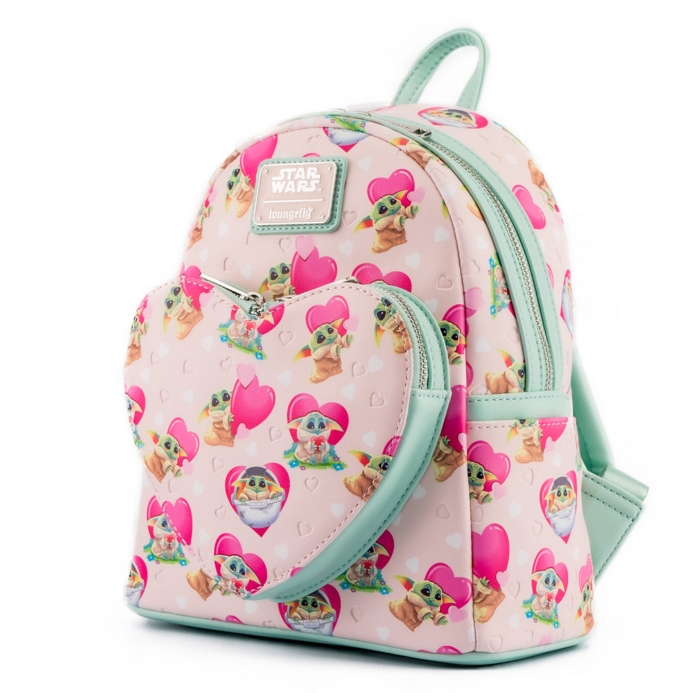 The Mandalorian Grogu Hearts Mini Backpack Side View-zoom