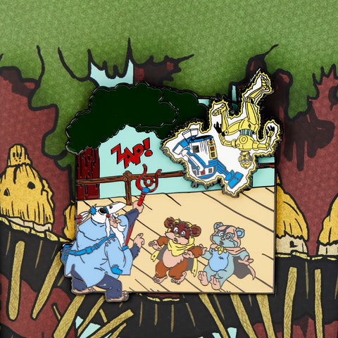 Ewoks and Droids Glow in the Dark and Sliding Pin Closeup Sliding View