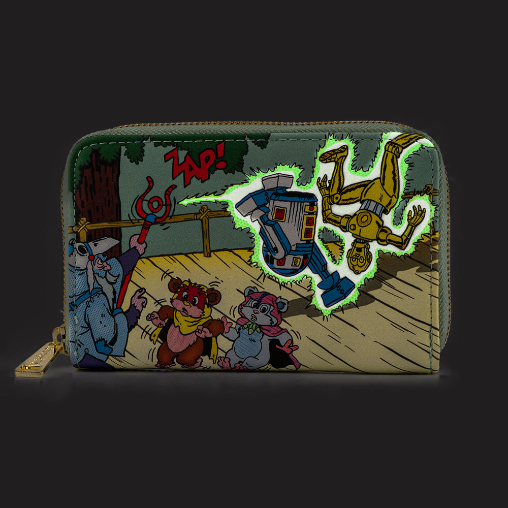Exclusive - Ewoks and Droids Zip Around Wallet Front Glow View-zoom