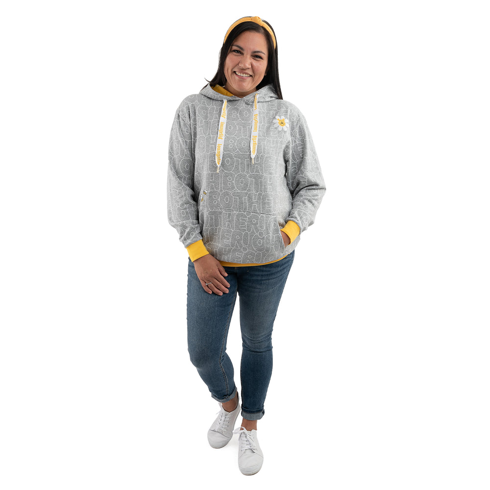 Loungefly Disney Winnie the Pooh Oh Bother Print Hoodie Full Front Model View-zoom