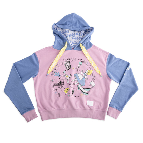 Loungefly Disney Alice in Wonderland Rabbit Hole Crop Hoodie Front Flat View