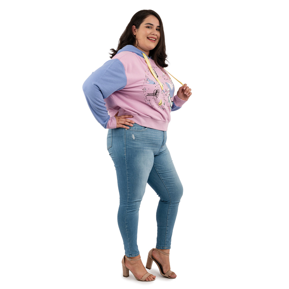 Loungefly Disney Alice in Wonderland Rabbit Hole Crop Hoodie Full Side Model View-zoom