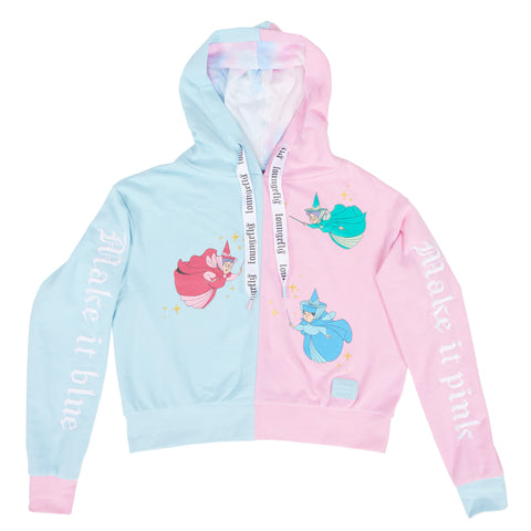 Sleeping Beauty Make it Pink Make it Blue Crop Hoodie Front Flat View