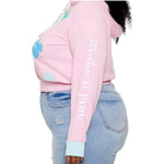 Sleeping Beauty Make it Pink Make it Blue Crop Hoodie Closeup Sleeve View