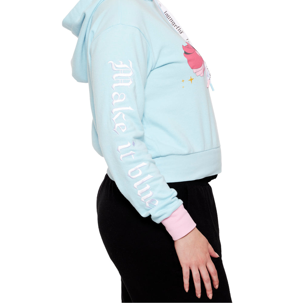 Sleeping Beauty Make it Pink Make it Blue Crop Hoodie Closeup Sleeve View-zoom