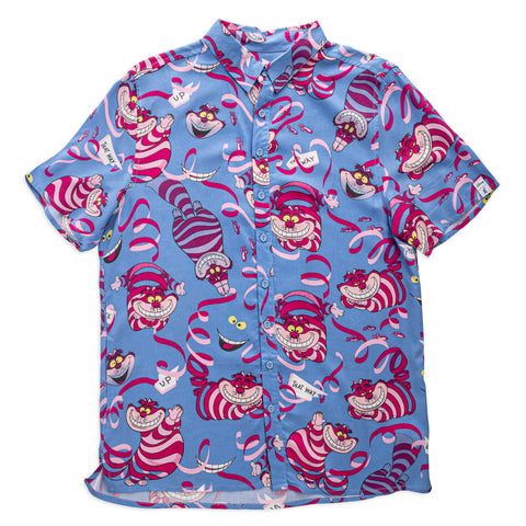 Loungefly Disney Alice in Wonderland Cheshire Cat Camp Shirt Front Flat View