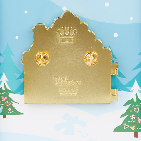 Disney Gingerbread House Mickey and Minnie Mouse Hinged Enamel Pin Back View