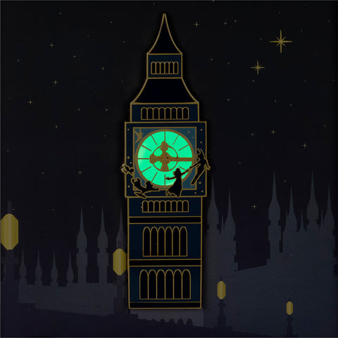 Peter Pan Clock Glow in the Dark Moving Pin Closeup Glow View