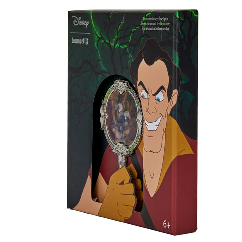 Beauty and the Beast Gaston Villains Scene Lenticular Pin Side View in Box