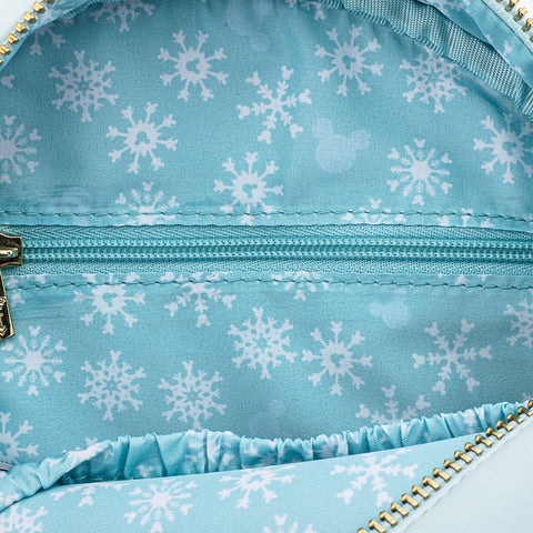 Disney Snowman Mickey and Minnie Mouse Snow Globe Crossbody Bag Inside Lining View