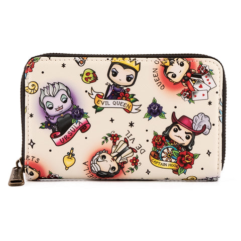 Funko Pop! by Loungefly Disney Villains Tattoo Zip Around Wallet Front View