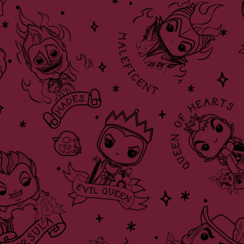 Funko Pop! by Loungefly Disney Villains Tattoo Zip Around Wallet Inside Pattern View