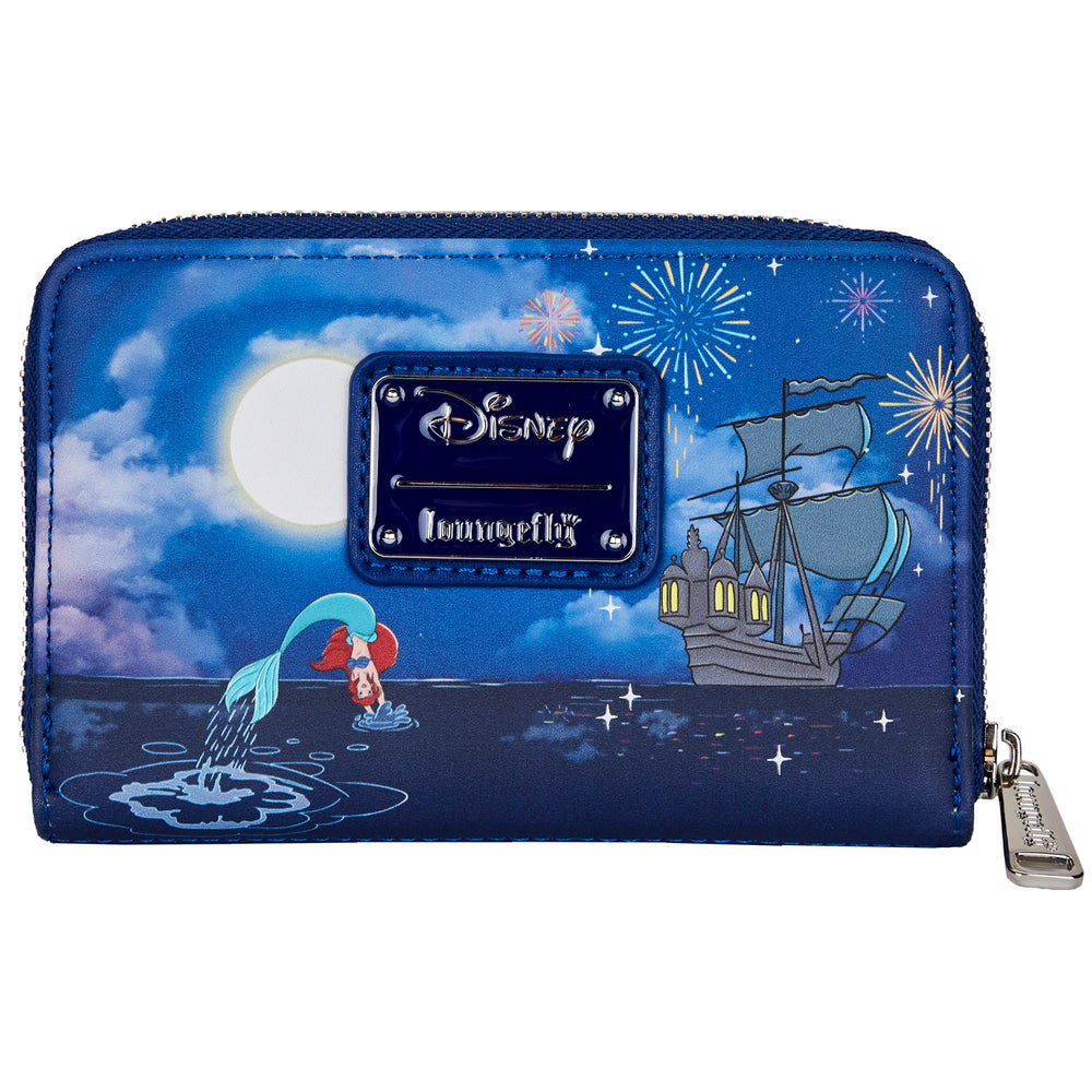 The Little Mermaid Ariel Fireworks Glow in the Dark Zip Around Wallet Back View-zoom