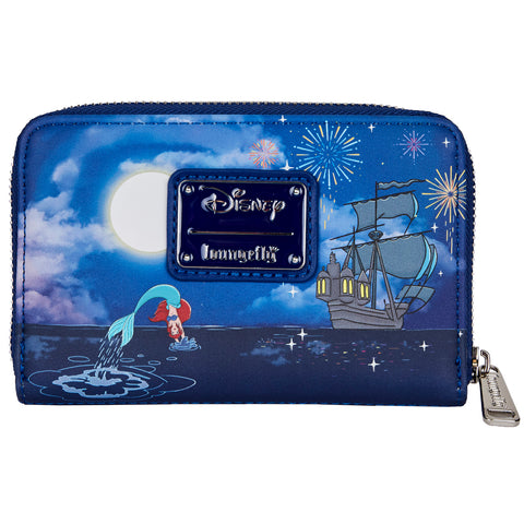 The Little Mermaid Ariel Fireworks Glow in the Dark Zip Around Wallet Back View